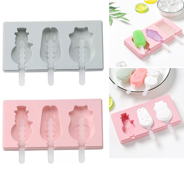 Silicone Cartoon Homemade Handmade DIY Ice Cream Popsicle Mould with Lid, Color Random Delivery, Ice Cream, Snowman Hippo Bunny