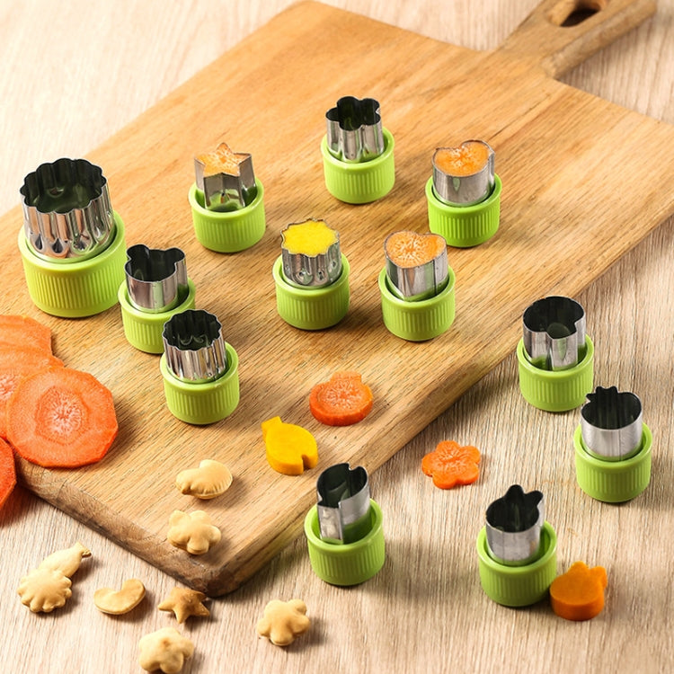 0-98 12 in 1 Kitchen Stainless Steel Flower Cutter, Green, Purple