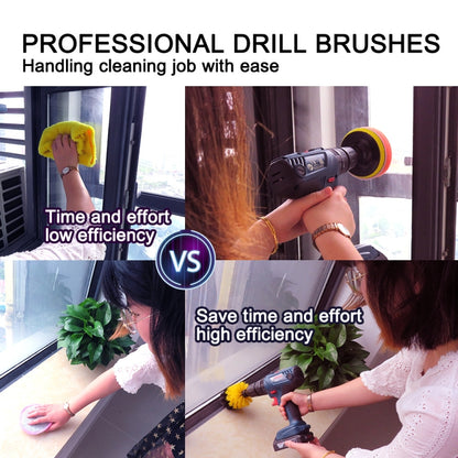 4 in 1 Floor Wall Window Glass Cleaning Descaling Electric Drill Brush Head Set, Random Color Delivery