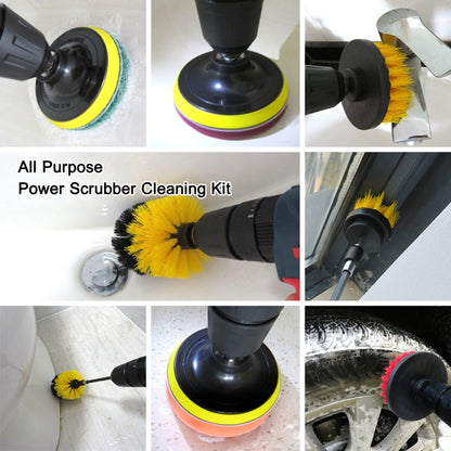 4 in 1 Floor Wall Window Glass Cleaning Descaling Electric Drill Brush Head Set, Random Color Delivery