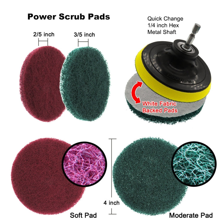 11 in 1 4 inch Sticky Disc Scouring Pad Floor Wall Window Glass Cleaning Descaling Electric Drill Brush Head Set