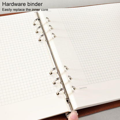 A4 Faux Leather Loose-leaf Grid Notebook, Checkered Core, Blank Inner Core, Cornell Horizontal Wire Inner Core, Cornell Checkered Core