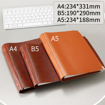 A4 Faux Leather Loose-leaf Grid Notebook, Checkered Core, Blank Inner Core, Cornell Horizontal Wire Inner Core, Cornell Checkered Core