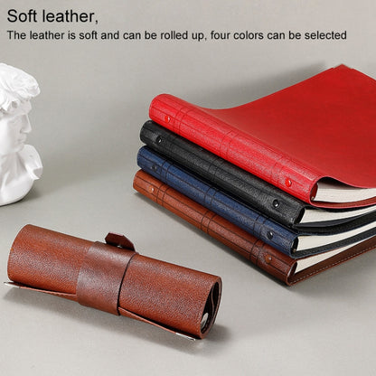 A4 Faux Leather Loose-leaf Grid Notebook, Checkered Core, Blank Inner Core, Cornell Horizontal Wire Inner Core, Cornell Checkered Core