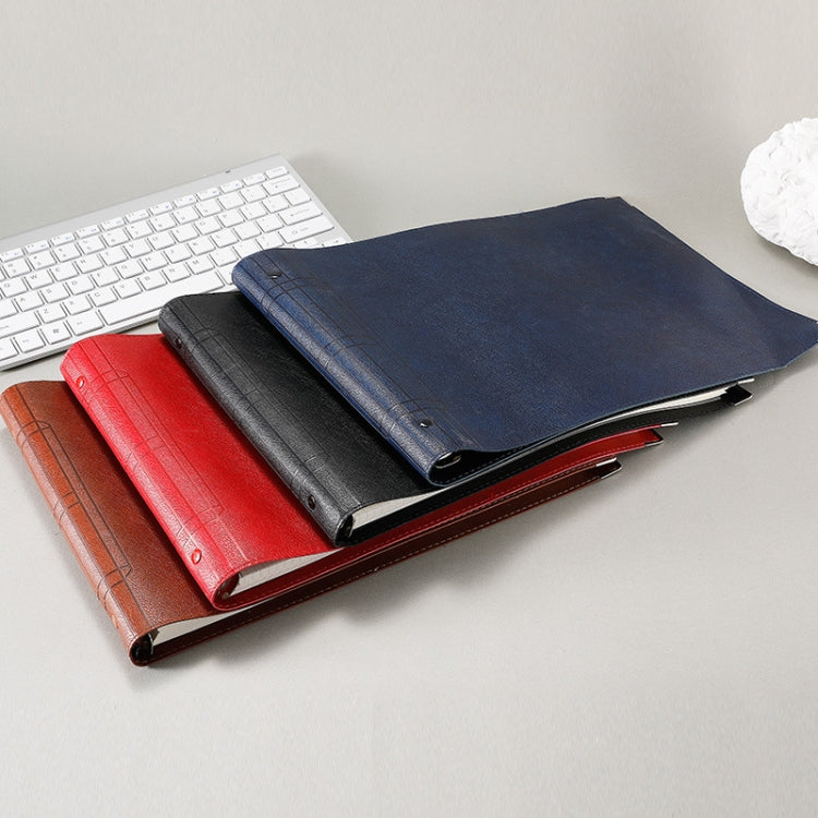 A4 Faux Leather Loose-leaf Grid Notebook, Checkered Core, Blank Inner Core, Cornell Horizontal Wire Inner Core, Cornell Checkered Core