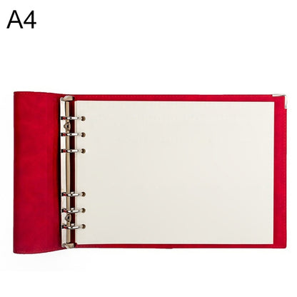 A4 Faux Leather Loose-leaf Grid Notebook, Checkered Core, Blank Inner Core, Cornell Horizontal Wire Inner Core, Cornell Checkered Core