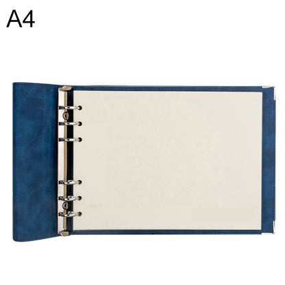 A4 Faux Leather Loose-leaf Grid Notebook, Checkered Core, Blank Inner Core, Cornell Horizontal Wire Inner Core, Cornell Checkered Core