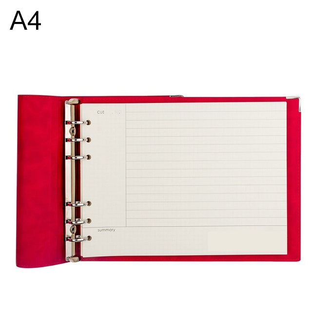 A4 Faux Leather Loose-leaf Grid Notebook, Checkered Core, Blank Inner Core, Cornell Horizontal Wire Inner Core, Cornell Checkered Core