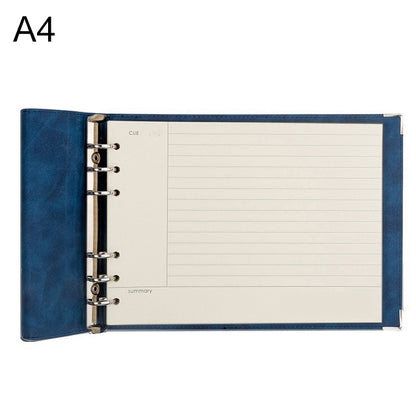 A4 Faux Leather Loose-leaf Grid Notebook, Checkered Core, Blank Inner Core, Cornell Horizontal Wire Inner Core, Cornell Checkered Core