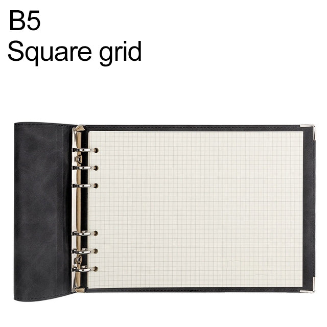 B5 Faux Leather Loose-leaf Grid Notebook