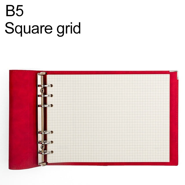 B5 Faux Leather Loose-leaf Grid Notebook, Checkered Core, Blank Inner Core, Cornell Horizontal Wire Inner Core, Cornell Checkered Core