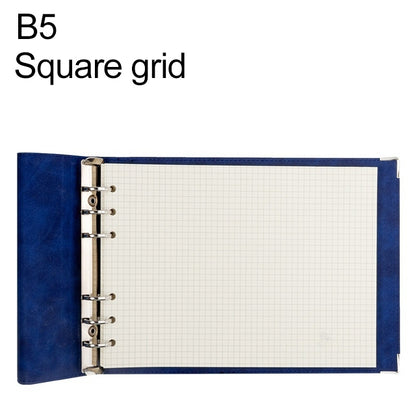 B5 Faux Leather Loose-leaf Grid Notebook, Checkered Core, Blank Inner Core, Cornell Horizontal Wire Inner Core, Cornell Checkered Core