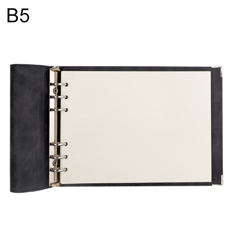 B5 Faux Leather Loose-leaf Grid Notebook, Checkered Core, Blank Inner Core, Cornell Horizontal Wire Inner Core, Cornell Checkered Core