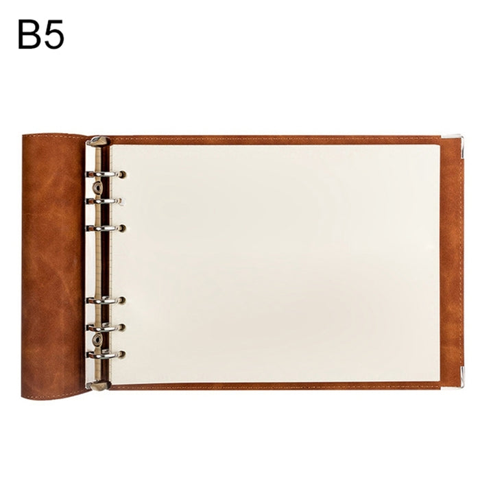 B5 Faux Leather Loose-leaf Grid Notebook