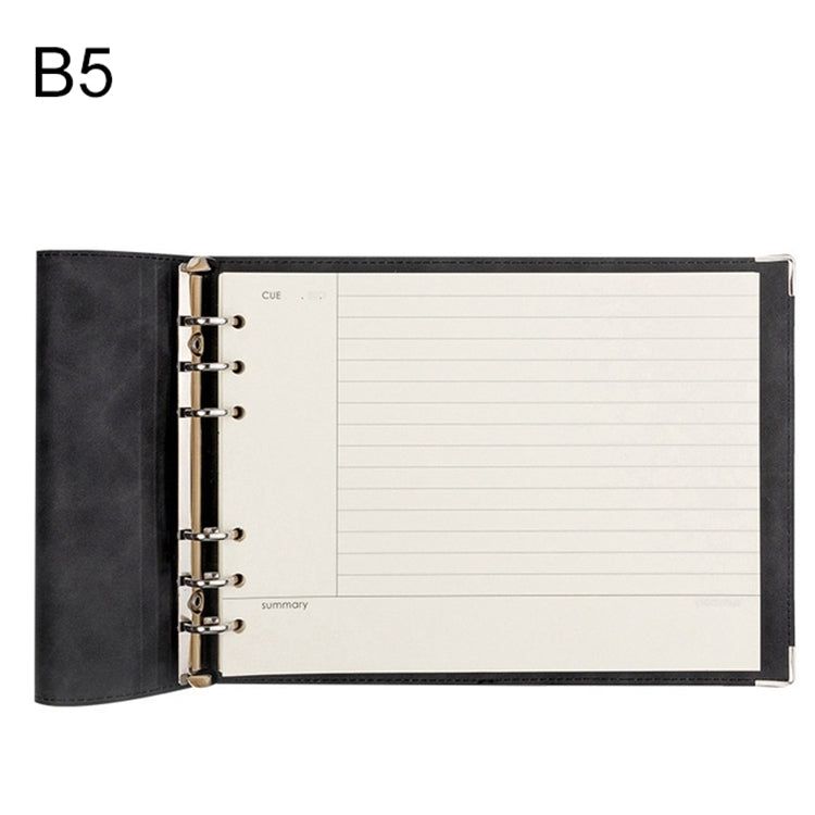 B5 Faux Leather Loose-leaf Grid Notebook, Checkered Core, Blank Inner Core, Cornell Horizontal Wire Inner Core, Cornell Checkered Core
