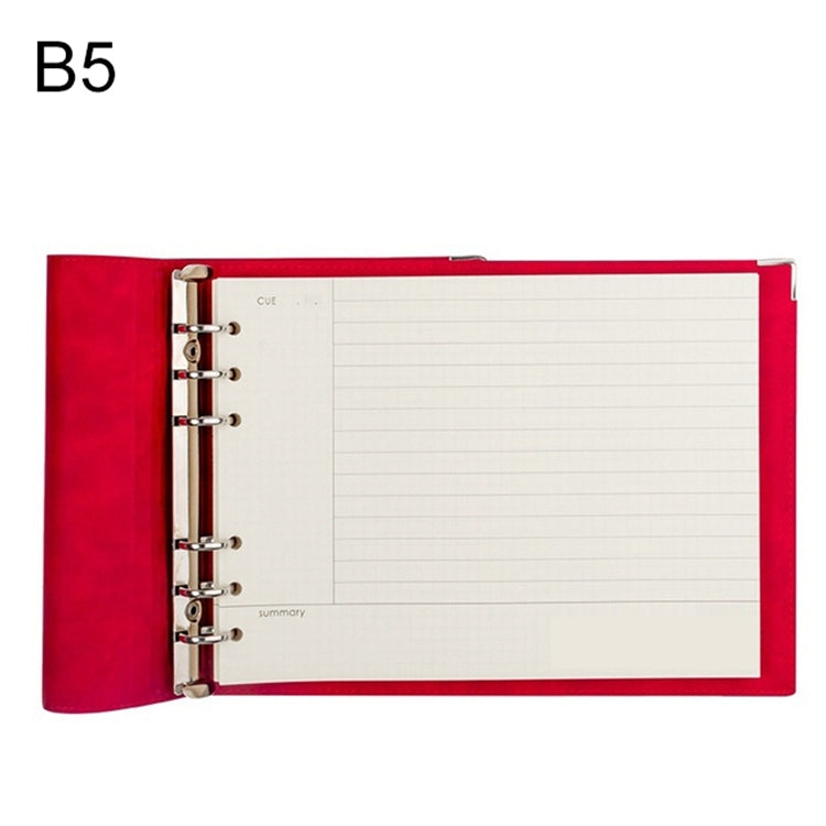 B5 Faux Leather Loose-leaf Grid Notebook, Checkered Core, Blank Inner Core, Cornell Horizontal Wire Inner Core, Cornell Checkered Core