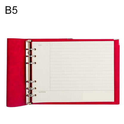 B5 Faux Leather Loose-leaf Grid Notebook, Checkered Core, Blank Inner Core, Cornell Horizontal Wire Inner Core, Cornell Checkered Core