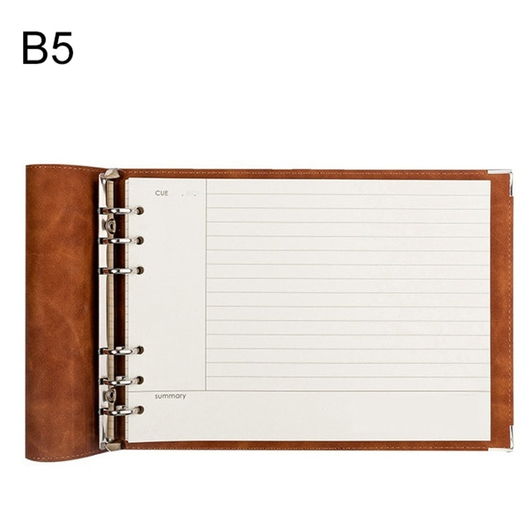 B5 Faux Leather Loose-leaf Grid Notebook, Checkered Core, Blank Inner Core, Cornell Horizontal Wire Inner Core, Cornell Checkered Core