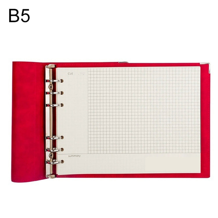 B5 Faux Leather Loose-leaf Grid Notebook, Checkered Core, Blank Inner Core, Cornell Horizontal Wire Inner Core, Cornell Checkered Core