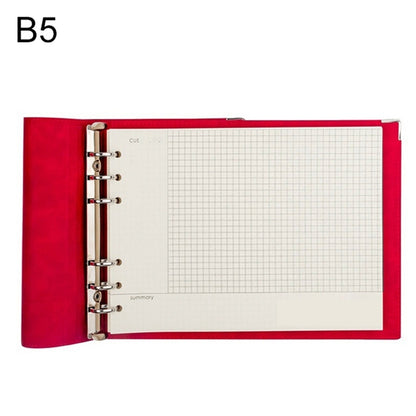 B5 Faux Leather Loose-leaf Grid Notebook, Checkered Core, Blank Inner Core, Cornell Horizontal Wire Inner Core, Cornell Checkered Core