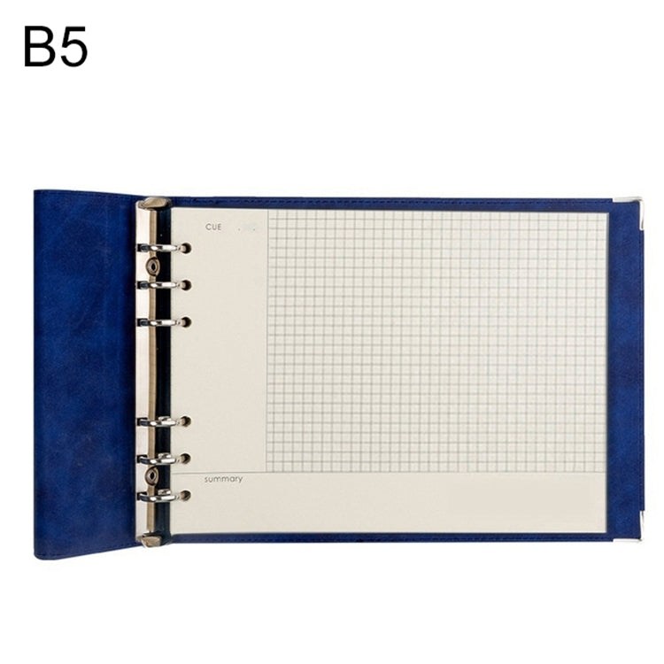 B5 Faux Leather Loose-leaf Grid Notebook, Checkered Core, Blank Inner Core, Cornell Horizontal Wire Inner Core, Cornell Checkered Core