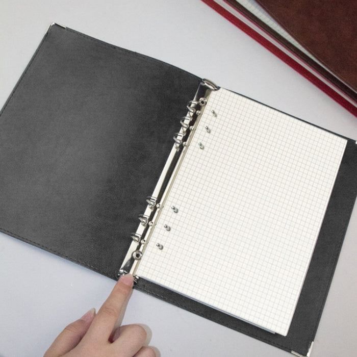 A5 Faux Leather Loose-leaf Grid Notebook