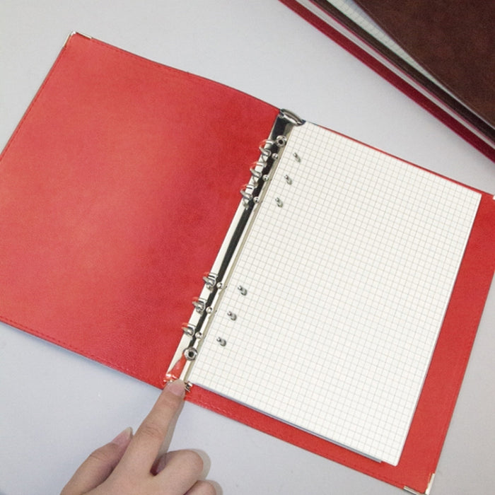 A5 Faux Leather Loose-leaf Grid Notebook