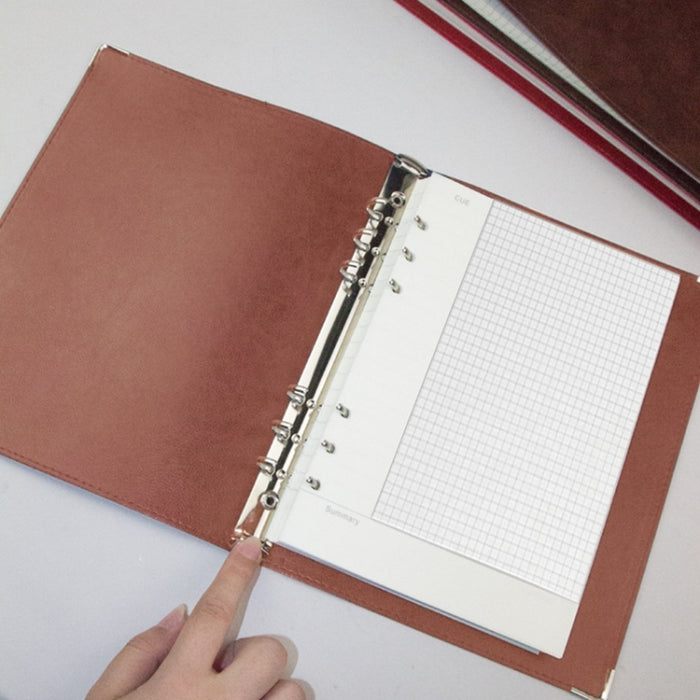 A5 Faux Leather Loose-leaf Grid Notebook