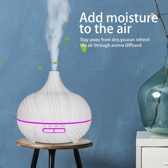 400ml Wood Texture Fragrance Machine Pointed Mouth Humidifier with Colorful LED Light