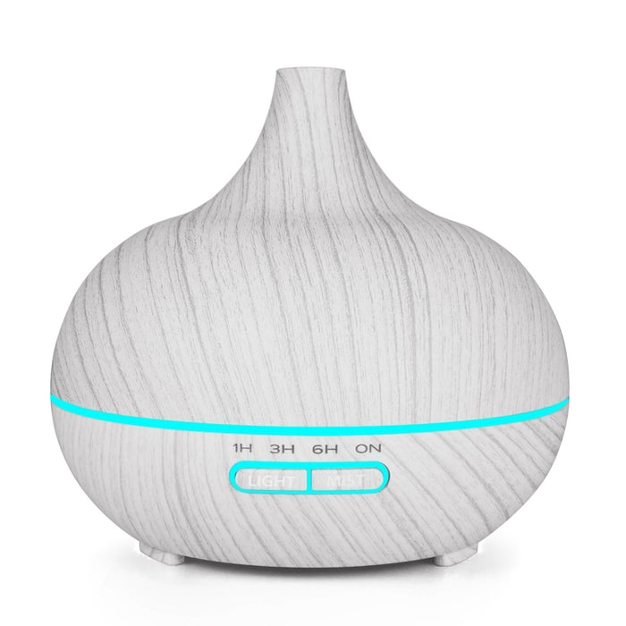 400ml Wood Texture Fragrance Machine Pointed Mouth Humidifier with Colorful LED Light