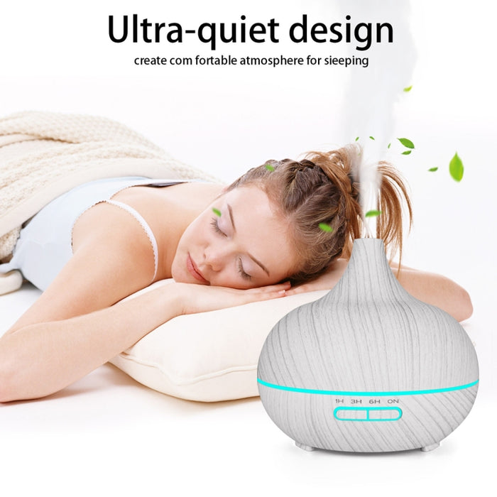 400ml Wood Texture Fragrance Machine Pointed Mouth Humidifier with Colorful LED Light