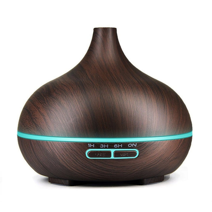 400ml Wood Texture Fragrance Machine Pointed Mouth Humidifier with Colorful LED Light