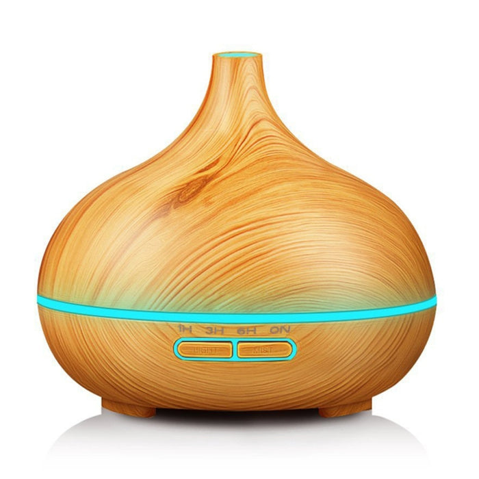 400ml Wood Texture Fragrance Machine Pointed Mouth Humidifier with Colorful LED Light