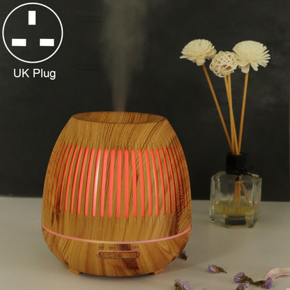 400ml Hollow-out LED Humidifier Wood Grain Air Purifier Aromatherapy Machine with Colorful LED Light, EU Plug, UK Plug, US Plug