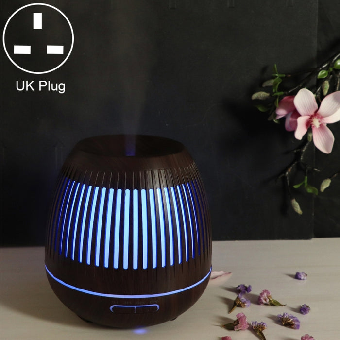 400ml Hollow-out LED Humidifier Wood Grain Air Purifier Aromatherapy Machine with Colorful LED Light