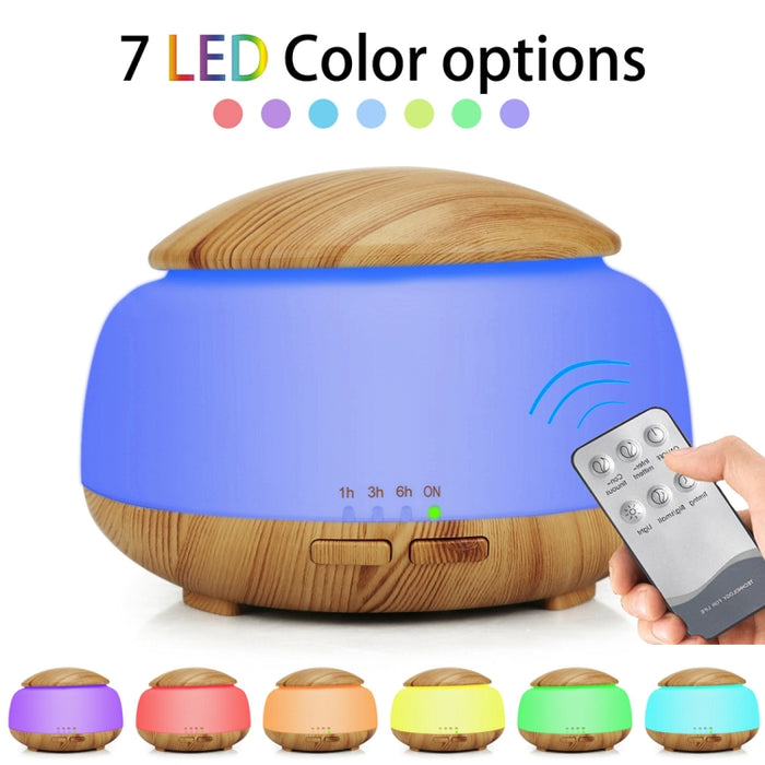 Wood Grain Humidifier Air Purifier Ultrasonic Atomization Household Aromatherapy Machine with Colorful LED Light