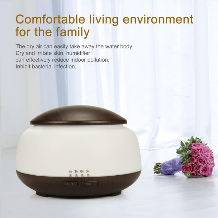 Wood Grain Humidifier Air Purifier Ultrasonic Atomization Household Aromatherapy Machine with Colorful LED Light