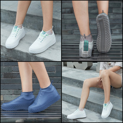Silicone Non-slip Thickened Wear-resistant Waterproof Shoe Boots Cover, M