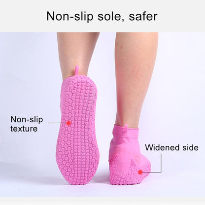 Silicone Non-slip Thickened Wear-resistant Waterproof Shoe Boots Cover, M