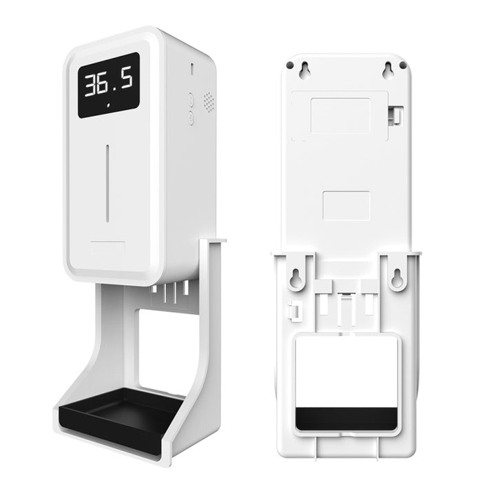 Rehabor A Handsfree Non-contact Body Light-sensitive Distance Sensor Thermometer + 450ml Automatic Non-contact Liquid Soap Spraying Dispenser with Base Mount