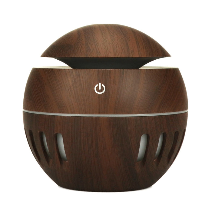 Wood Grain USB Hollowed-out Humidifier Seven Color Aromatherapy Lamp Automatic Alcohol Sprayer with Remote Control(Sky Blue)