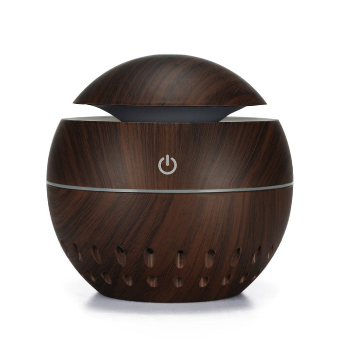 Wood Grain USB Hollowed-out Humidifier Seven Color Aromatherapy Lamp Automatic Alcohol Sprayer with Remote Control(Sky Blue)