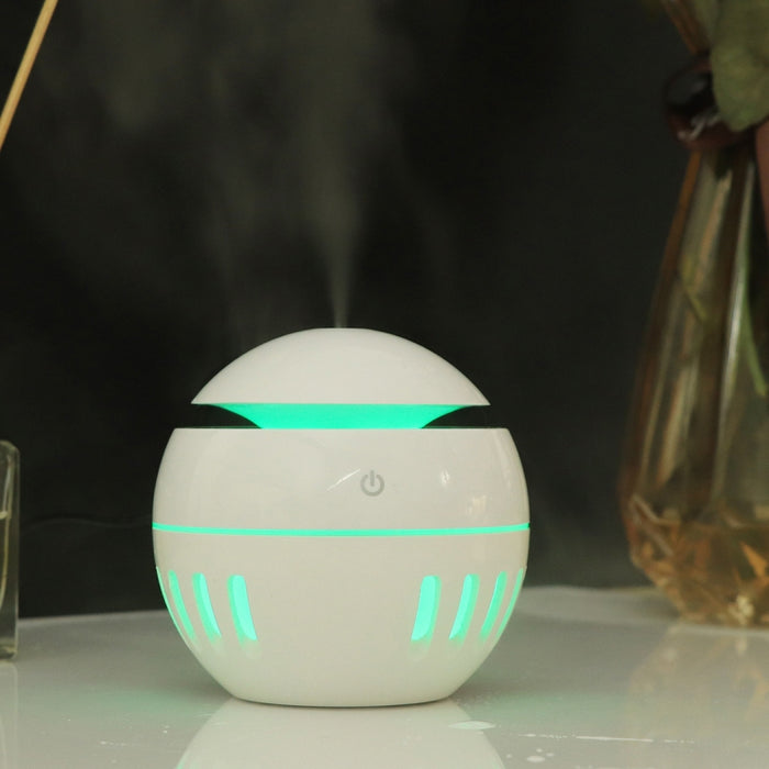 Wood Grain USB Hollowed-out Humidifier Seven Color Aromatherapy Lamp Automatic Alcohol Sprayer with Remote Control(Sky Blue)