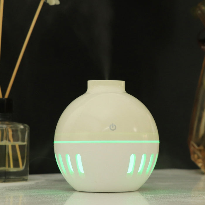 Wood Grain USB Hollowed-out Humidifier Seven Color Aromatherapy Lamp Automatic Alcohol Sprayer with Remote Control(Sky Blue)