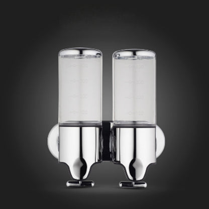 Dual Hotel Shower Manual Dispenser Wall Mounted Washing Liquid Shampoo Soap Bottle, Capacity: 1000ml, 1000ml/Silver, 1000ml/Black, 1000ml/Gold, 1000ml/Transparent, 1000ml/White, 1000ml/Dark Red