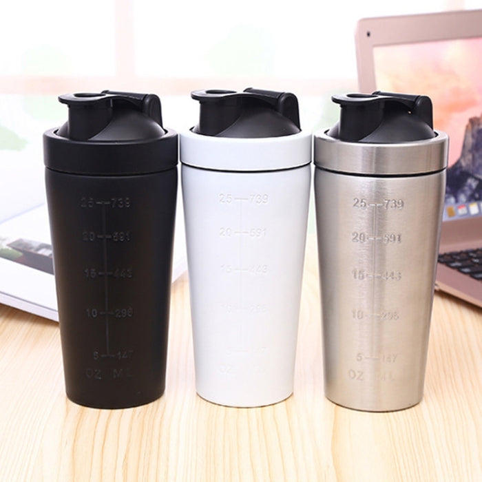 739ml(25oz) Healthy Sports Cup Stainless Steel Protein Powder Classic Shaker Bottle Replacement Milkshake Cup