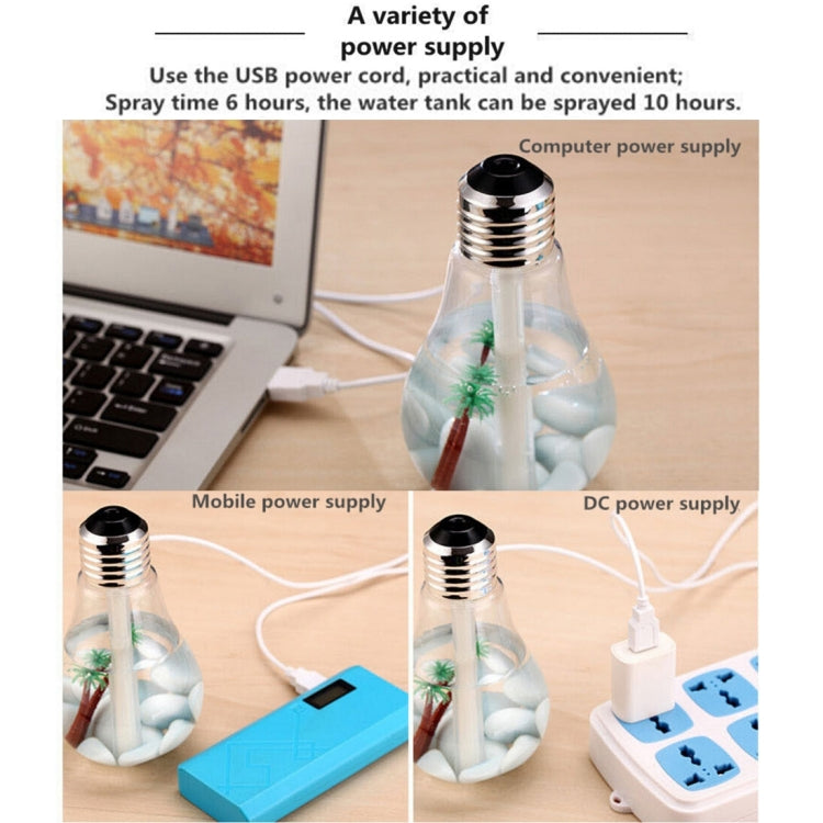 400ML Colorful Light Portable Bulb Shape Aromatherapy Air Purifier Humidifier for Home / Office / Car