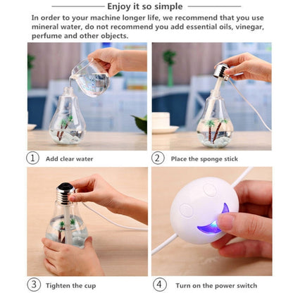 400ML Colorful Light Portable Bulb Shape Aromatherapy Air Purifier Humidifier for Home / Office / Car