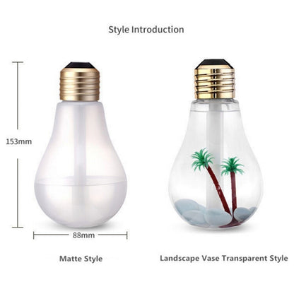 400ML Colorful Light Portable Bulb Shape Aromatherapy Air Purifier Humidifier for Home / Office / Car