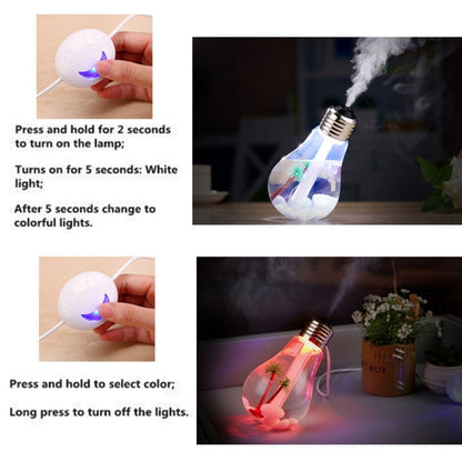 400ML Colorful Light Portable Bulb Shape Aromatherapy Air Purifier Humidifier for Home / Office / Car